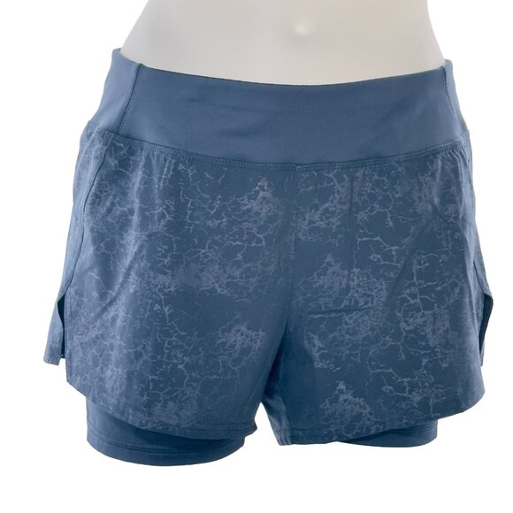 APANA Women’s Sport Shorts Blue Polyester Stretch Running Zipped Hip Pocket Size - Picture 1 of 6